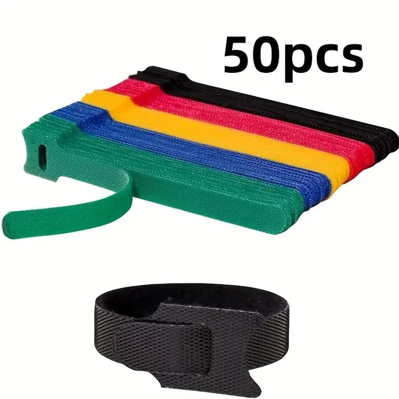 Gear Tie Reusable - 50 Stück wiederverwendbare Kabelbinder mit Klettverschluss,