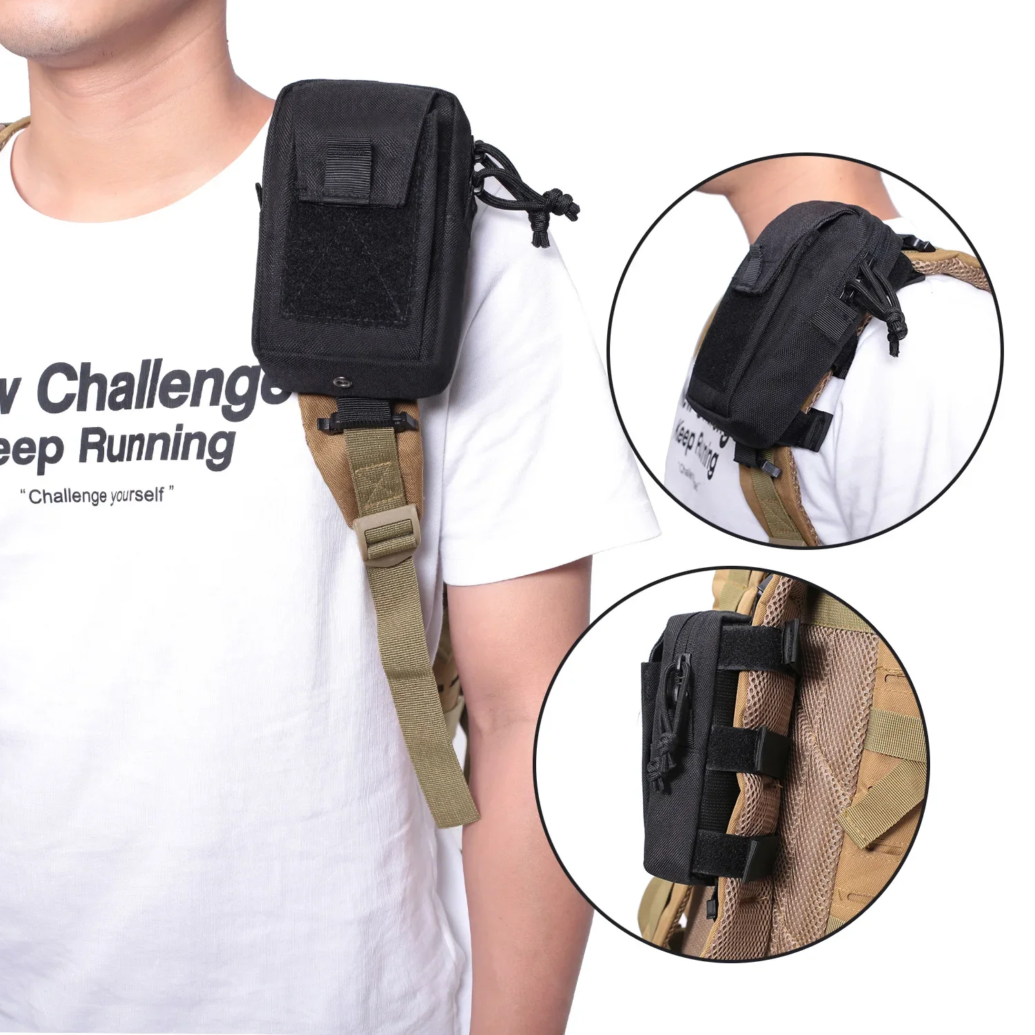 Edc Carry Belt - Molle Rucksackgurt-Handyhalterung Hüfttasche für Outdoor-Sportarten, Laufen,