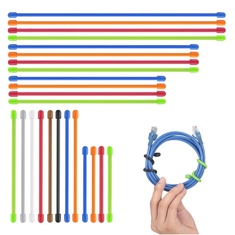 Gear Tie Reusable - 5 Stück Silikon-Kabelbinder, verdrehte Silikonbinder mit