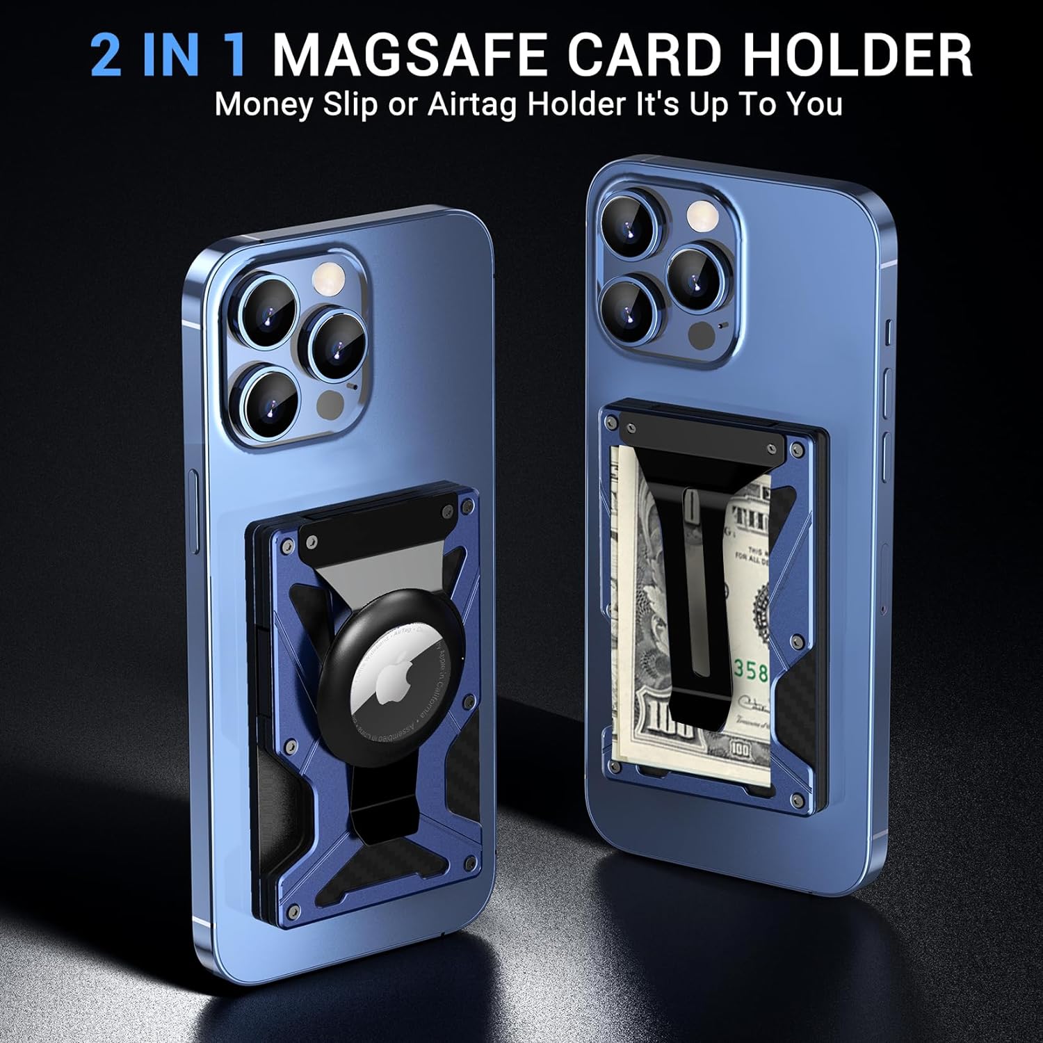 Money Clip Magnetic - MagSafe Wallet Geldklammer mit AirTag-Halter und
