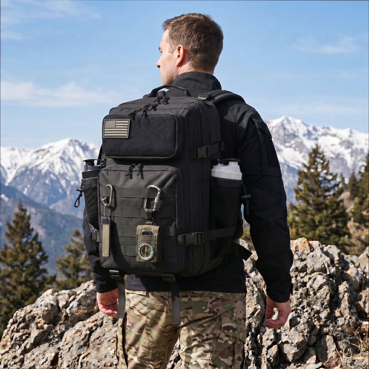 Edc Carry Backpack - 45L Großer Taktischer Angelrucksack mit Doppelten