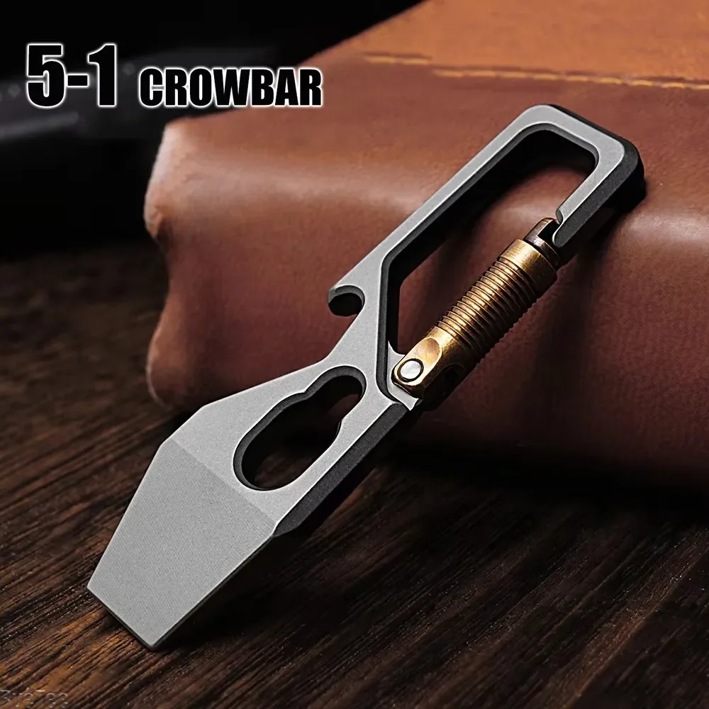 Titanium Pry Bar - 6 cm 5-1 Multifunktions-Schlüsselanhänger Hebelstange Titanlegierung