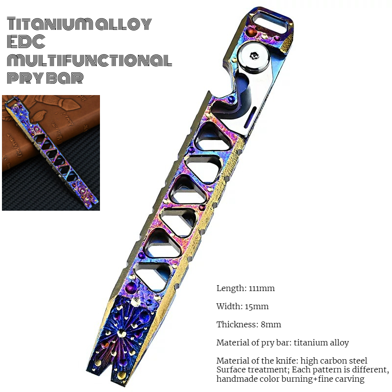 Titanium Pry Bar - CNC Titanlegierung Multifunktionales Brechstange Tragbares Outdoor-Notfall-Selbstverteidigungs-Überlebensgerät